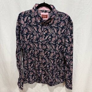 Consequence XL Paisley Long Sleeve Shirt Floral Stretch Button Up Fall Trendy